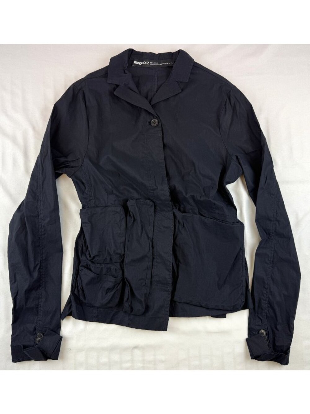 RUNDHOLZ Black Designer Button Avantgarde Multipocket Blazer Jacket Size M
